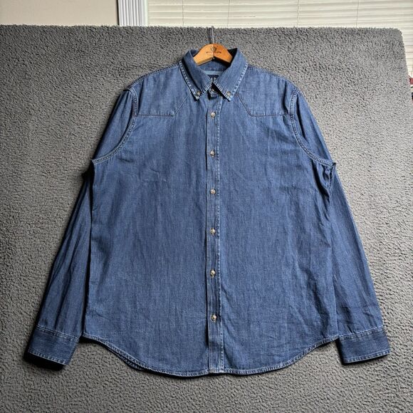 Vintage GAP Denim Shirt Mens Medium Blue Jean Long Sleeve Button Up Western Yoke - Picture 1 of 13
